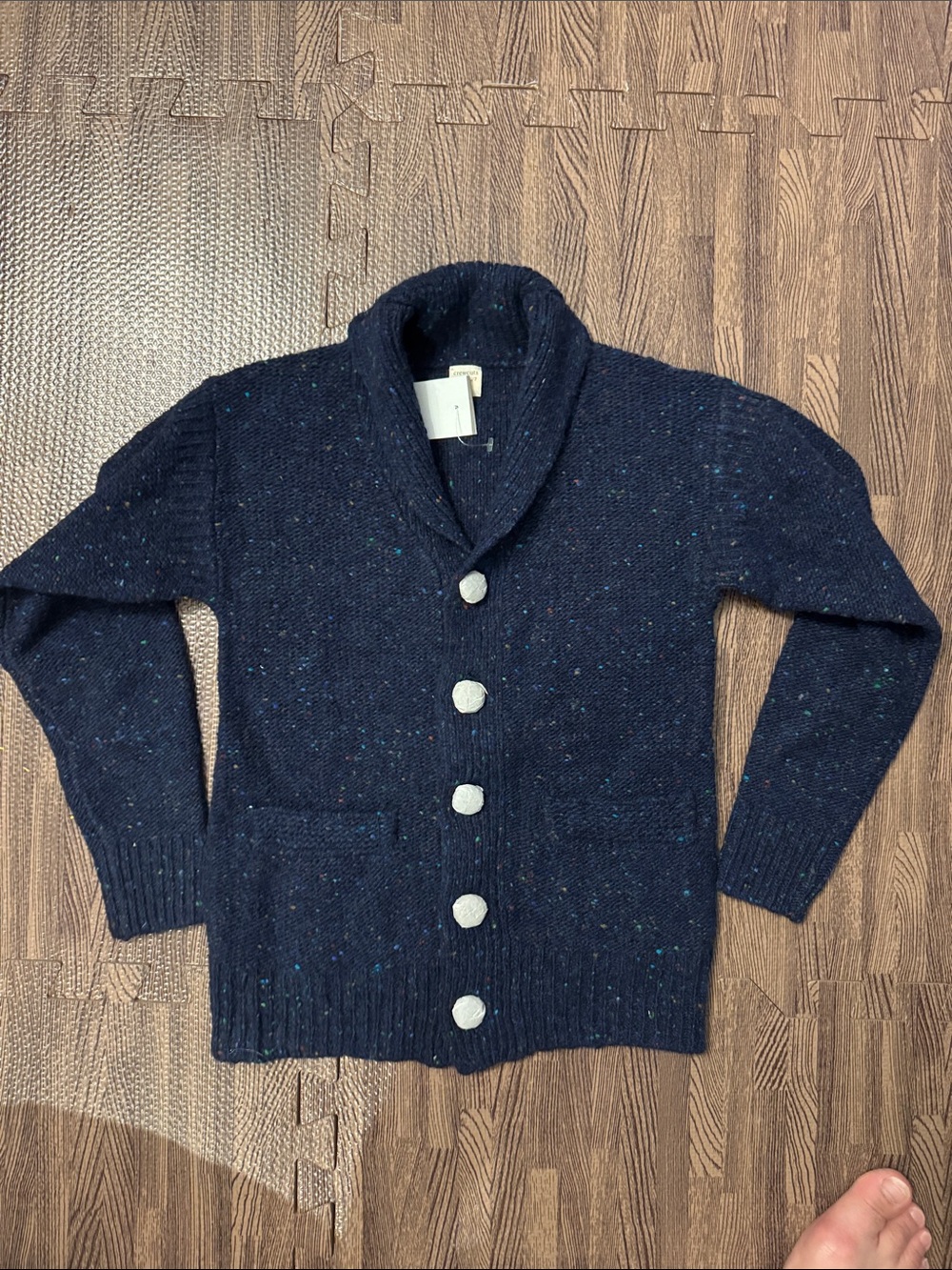 Crewcuts Navy Flecked Knit Cardigan with Shawl Neck